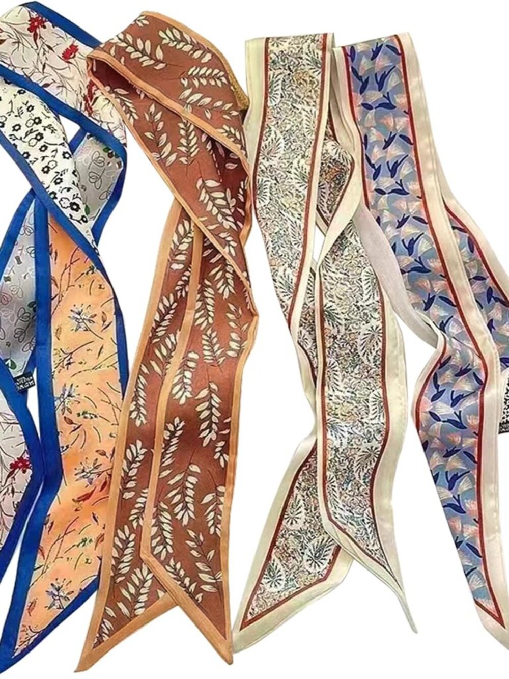 4Pcs Fashion Scarves for Women, Multifunctional Boho Scarves Headbands Satin Sca